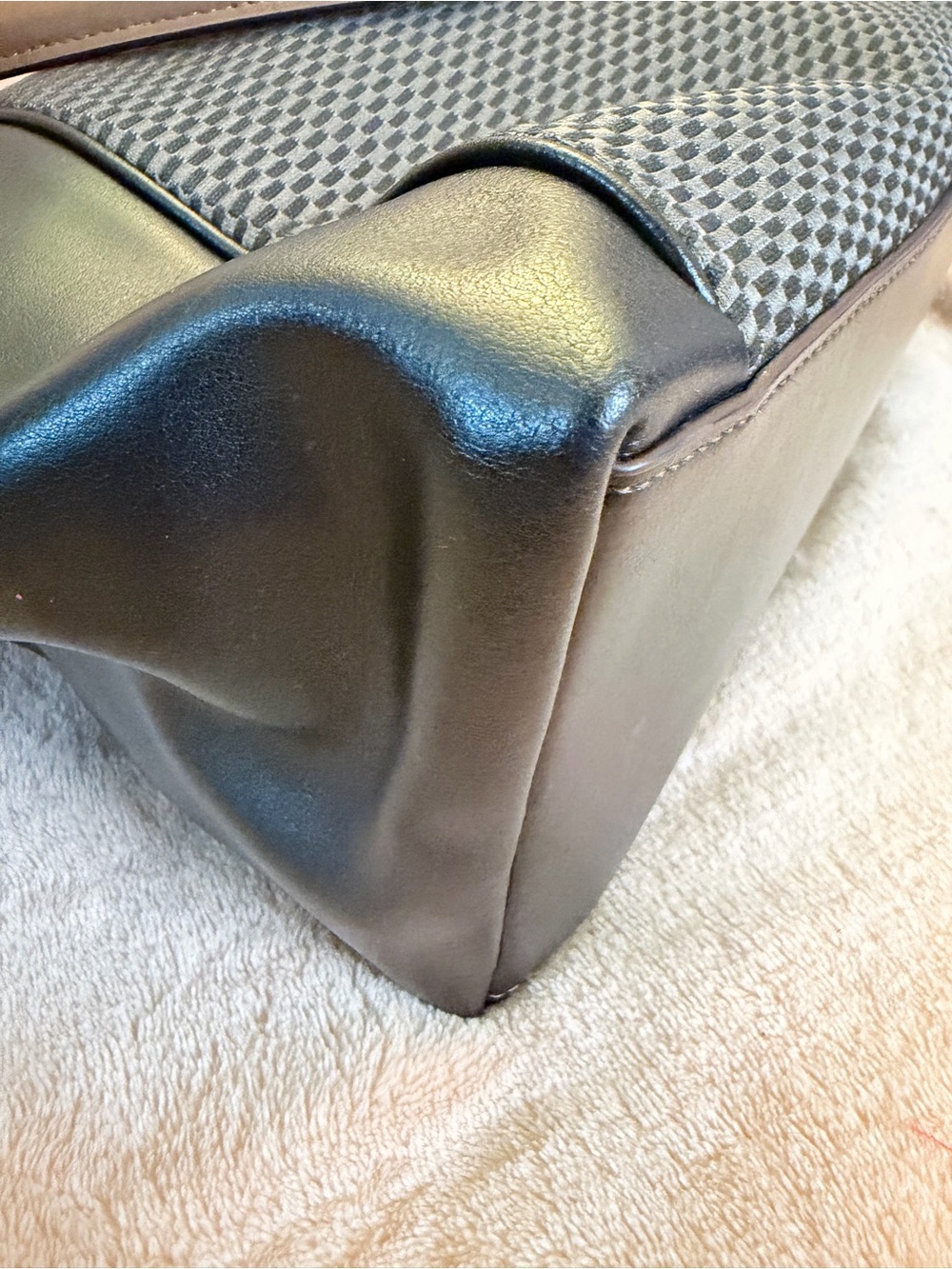 Coach Black and Brown Leather Tote with Textured Center Panel - Picture 5 of 8